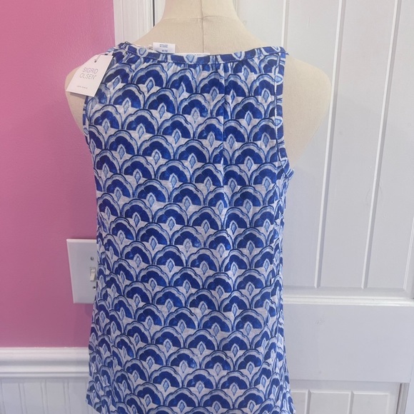 Sigrid Olsen Blue and White Patterned Women's Top 100% Linen NWT Medium - Picture 2 of 2